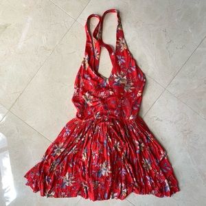 Floral red romper